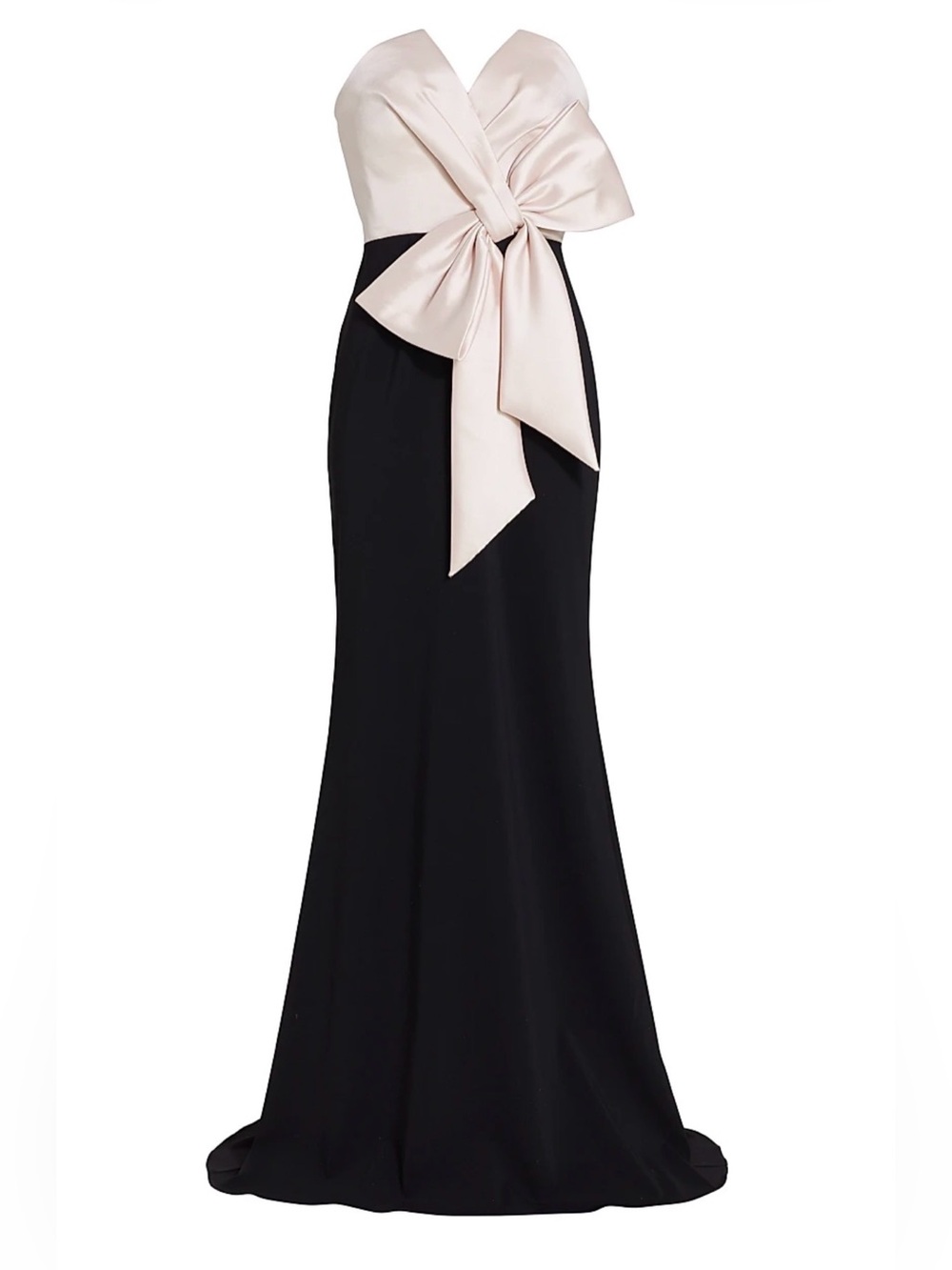 Badgley Mischka Blush & Black Bow Combo Dress - Picture 1 of 14